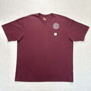 Carhartt K87 2XL Maroon Pocket Work T-Shirt PCI Ent 1998 Graphic Workwear